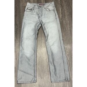 Bobens Old Skool Jeans S Boys 14 Gray Relaxed Straight Embroidered Streetwear